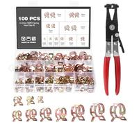 Knpwer 100 Pcs Clip à Ressort Tuyau Serre joints 10 Tailles Tuyaux Colliers de Clip à Ressort Tuyau Serrage Ajustable de Tailles 6-20mm,Avec une Pince à Collier de Serrage