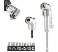 Knpwer 105° 1/4 Pouce Adaptateur pour Perceuse à Angle Droit,Renvoi d'Angle Visseuse Kit,105° Tournevis Flexible,Tournevis Porte Adaptateur, Adaptateur de Visseuse D'angle pour l'assemblage de meubles