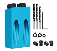 Knpwer 14 Pcs Gabarit de Trou de Poche Set,15° Gabarit de Percage Oblique,avec Adaptateur 6/8/10mm,Oblique Positionneur Outil de Localisation Pour Guide de Perçage d'Angle à Bois