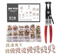 Knpwer 260 Pcs Clip à Ressort Tuyau Serre joints 12 Tailles Tuyaux Colliers de Clip à Ressort Tuyau Serrage Ajustable de Tailles 6-25mm,Avec une Pince à Collier de Serrage