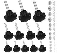 Knpwer 30 PCS M4 M6 M8 Étoile Tête Écrous De Serrage Bouton,3 Tailles Bouton de Serrage à Filetage Moleté,Plastique Noir en forme d'étoile Tête