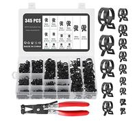 Knpwer 345 Pcs Clip à Ressort Tuyau Serre joints 14 Tailles Tuyaux Colliers de Clip à Ressort Tuyau Serrage Ajustable de Tailles 5-22mm,Avec une Pince à Collier de Serrage (345, 14 Sizes)