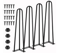 Knpwer 4 pieds de table à cheveux de 35 cm, 3 barres de fourche, pieds de table basse pour travaux manuels, pieds de meubles en métal robuste, pieds de meubles, pieds réglables interchangeables
