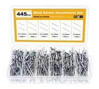Knpwer 445 Pcs Rivets Aveugles en Aluminium,6 Tailles Assortiment de Rivets Pop,Rivets Pop pour Métal (445 Pcs, 6 Sizes)