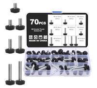 Knpwer 70 Pcs M6 Vis à Oreilles Moletées en Acier au Carbone - Vis à Serrage Manuel Rondes et Boulons de Poignée