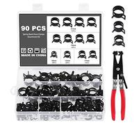 Knpwer 90 Pcs Clip à Ressort Tuyau Serre joints 5 Tailles Tuyaux Colliers de Clip à Ressort Tuyau Serrage Ajustable de Tailles,Avec une Pince à Collier de Serrage