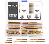 Knpwer 95 Pcs M6 Vis Double Filetage Boulon Longueur,Double Tête Autotaraudeuse,Boulon Fileté à Double Extrémité, À Double Extrémité Bois Pour Bois Meubles Fixation Cheville