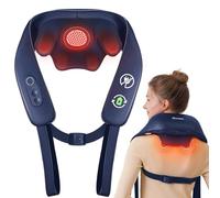 KNQZE® Massage Cervicales et cou, Massage Shiatsu 4D avec pétrissage en profondeur, Chauffage au graphène amélioré, Masseur electrique sans fil, Massage cou, cervical et dos, Cadeau femme homme, Bleu