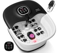 KNQZE Masseur de pieds avec chauffage et contrôle de la température, bol de bain de pieds pliable avec bulles, manuel et télécommande, minuteur, avec 16 rouleaux Shiatsu pour soulager la pression