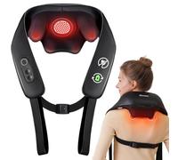KNQZE® Masseur dos et cervicales, Massage Shiatsu 4D avec pétrissage en profondeur, Chauffage au graphène amélioré, Masseur electrique sans fil, Massage cou, cervical et dos, Cadeau femme homme maman