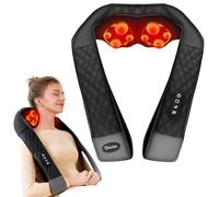 KNQZE® Masseur Nuque 4D Shiatsu Chauffant, Cuir Noir, pour Cou Épaules