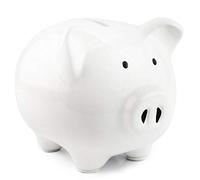 KNRAGHO Tirelire Cochon, géante, XXL, Tirelire Originale, Tirelire à casser, rigolote, Rose, Argent, Monnaie, Tirelire en céramique, avec Marteau et enclos en Bois (blanc2)
