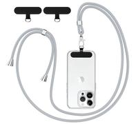 Knrlqim Cordon Telephone Portable Universelle avec 2 Patchs, Réglable Collier Lanière de Téléphone Portable 1,6m Adjustable, Compatibles avec Plupart des Smartphones, Gris Clair