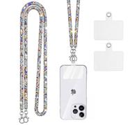 Knrlqim Cordon Telephone Portable Universelle avec 2 Patchs,Strass Scintillants Lot de Universal Chaine Telephone Portable Collier de Longe, Compatibles avec Plupart des Smartphones, Coloré
