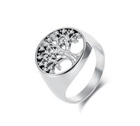 KnSam Bague Acier Inoxydable Femme Argenté Large 18MM, Bague Arbre de Vie Ajourée Incrustée de Zirconium Fantaisie Taille 62