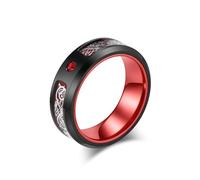 KnSam Bague Acier Inoxydable Noir Rouge Motif Nœud Celtique 8MM, Bague Homme Bicolore Incrustée de Zirconium Fantaisie Taille 60