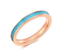 KnSam Bague Acier Titane Femme Or Rose 3MM Taille 63, Bague Incrustée de Turquoise