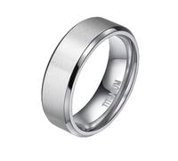 KnSam Bague Acier Titane Homme 8MM Taille 70, Bague Brossée Biseauté