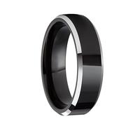 KnSam Bague Acier Titane Noir Homme 8MM Taille 70, Bague Lisse Biseautée Fantaisie