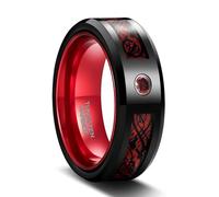 KnSam Bague Acier Tungstène Homme Rouge 8MM Taille 63, Anneau Nœud Celtique
