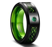 KnSam Bague Acier Tungstène Homme Vert 8MM Taille 62, Anneau Nœud Celtique