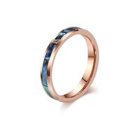 KnSam Bague Acier Tungstène Or Rose Cannelé 4MM, Bague Homme Incrustée de Motif Coquille d'Ormeau Fantaisie Taille 52