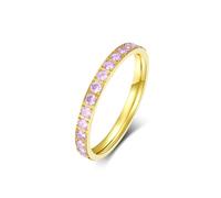 KnSam Bague Éternité Acier Inoxydable Plaqué Or 3MM, Bague Empilable Femme Incrustée de Zirconium Rose Fantaisie Taille 55