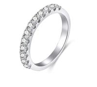 KnSam Bague Femme Argent 925 3mm Taille 62, Bague Demi Éternité Pavé de Zirconium
