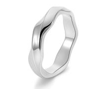 KnSam Bague Fiançailles Acier Inoxydable Möbius Ondulé 5.5mm Homme Femme