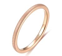 KnSam Bague Fine Femme Or Rose Acier Tungstène 2MM Taille 56, Bague Givrée