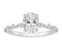 KnSam Bague Halo Ovale Femme Argent en Argent 925 Taille 62, Bague Mariage Incrustée de Zirconium 3ct, 8x10mm Fantaisie
