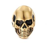 KnSam Bague Homme Acier Inoxydable Tête de Mort Doré Punk Taille 70
