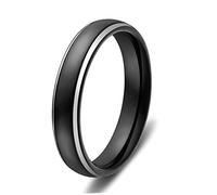 KnSam Bague Homme Acier Titane Noir 4MM Taille 55, Bague Mate Fantaisie