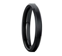 KnSam Bague Homme Acier Tungstène Noir 2MM, Anneau Brossé Biseauté Taille 55