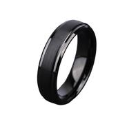 KnSam Bague Homme Acier Tungstène Noir 6MM, Anneau Brossé Mate Classique Taille 75