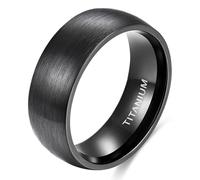 KnSam Bague Homme Noir Acier Titane 8MM Taille 65, Bague Brossée Courbe Fantaisie