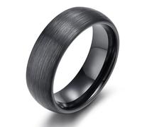 KnSam Bague Homme Noir Céramique 8MM Taille 71, Anneau Brossé Courbe Fantaisie