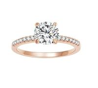 KnSam Bague Solitaire Argent Femme Or Rose Taille 48, Bague de Fiançailles Incrusté de Zirconium Rond 1.2ct Fantaisie