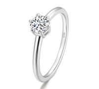 KnSam Bague Solitaire en 925 Argent Femme Taille 52, Bague Mariage 6 Griffes Incrustée de Moissanite Rond 0.5ct Classique