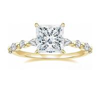 KnSam Bague Solitaire Femme Plaqué Or Argent Taille 55, Bague Fiançailles 4 Griffes Incrustée de Zirconium Princesse 7x7mm Fantaisie