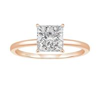 KnSam Bague Solitaire Fine Argent 925 Femme Or Rose Taille 65, Bague Mariage 4 Griffes Incrustée de Zirconium Princesse 2.5ct, 7x7mm Classique