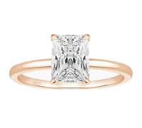 KnSam Bague Solitaire Rectangulaire Femme Argent 925 Or Rose Taille 48, Bague Mariage Incrustée de Zirconium Radiant 3ct,7x9mm Classique