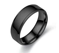 KnSam Bague Unisexe Acier Inoxydable Lisse Simple 6mm -Noir Taille 55