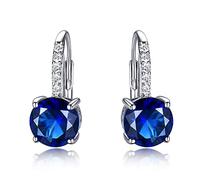 KnSam Boucles d'Oreilles Dormeuses Argent Femme Pendantes Saphir Bleu Océan Fantaisie