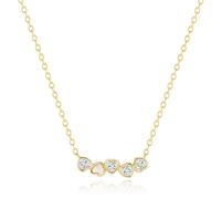 KnSam Collier Argent 925 Cœurs Incrustés d’Opale Zirconium, Collier Femme Plaqué Or Fantaisie 40+5cm