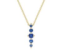 KnSam Collier Argent Massif Femme Un Rang de Zirconium Bleu, Collier Plaqué Or 40+5cm