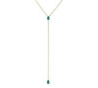 KnSam Collier Argent Massif Femme Zirconium Larme Vert, Collier Y Doré 38cm