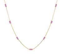 KnSam Collier Argent Massif Zirconium Rectangulaire Rose Rouge, Collier Femme Plaqué Or 40+5cm