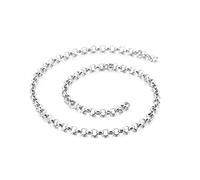 KnSam Collier Chaîne Maille Jaseron Acier Inoxydable Unisexe, Chaîne 4mm-50cm Argent Fantaisie