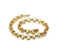 KnSam Collier Chaîne Maille Jaseron Acier Inoxydable Unisexe, Chaîne 6mm-50cm Or Fantaisie